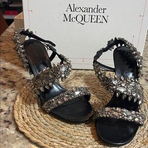 Alexander McQueen Black Crystal Embellished Heels